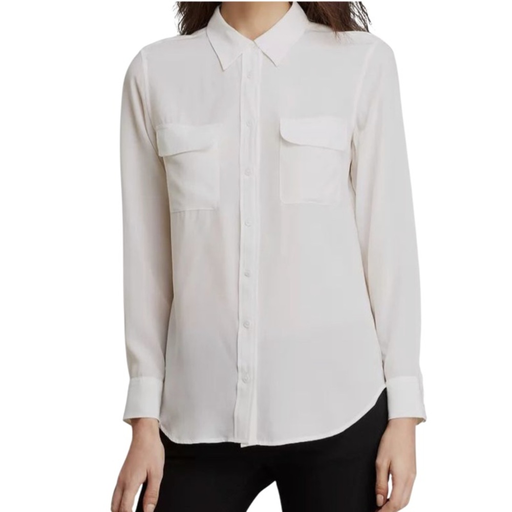 Equipment Signature White Silk Shirt